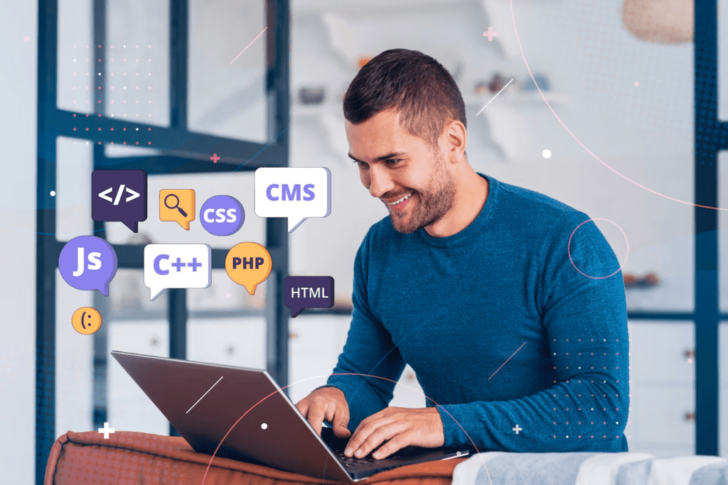 Website design and development process on desktop computer